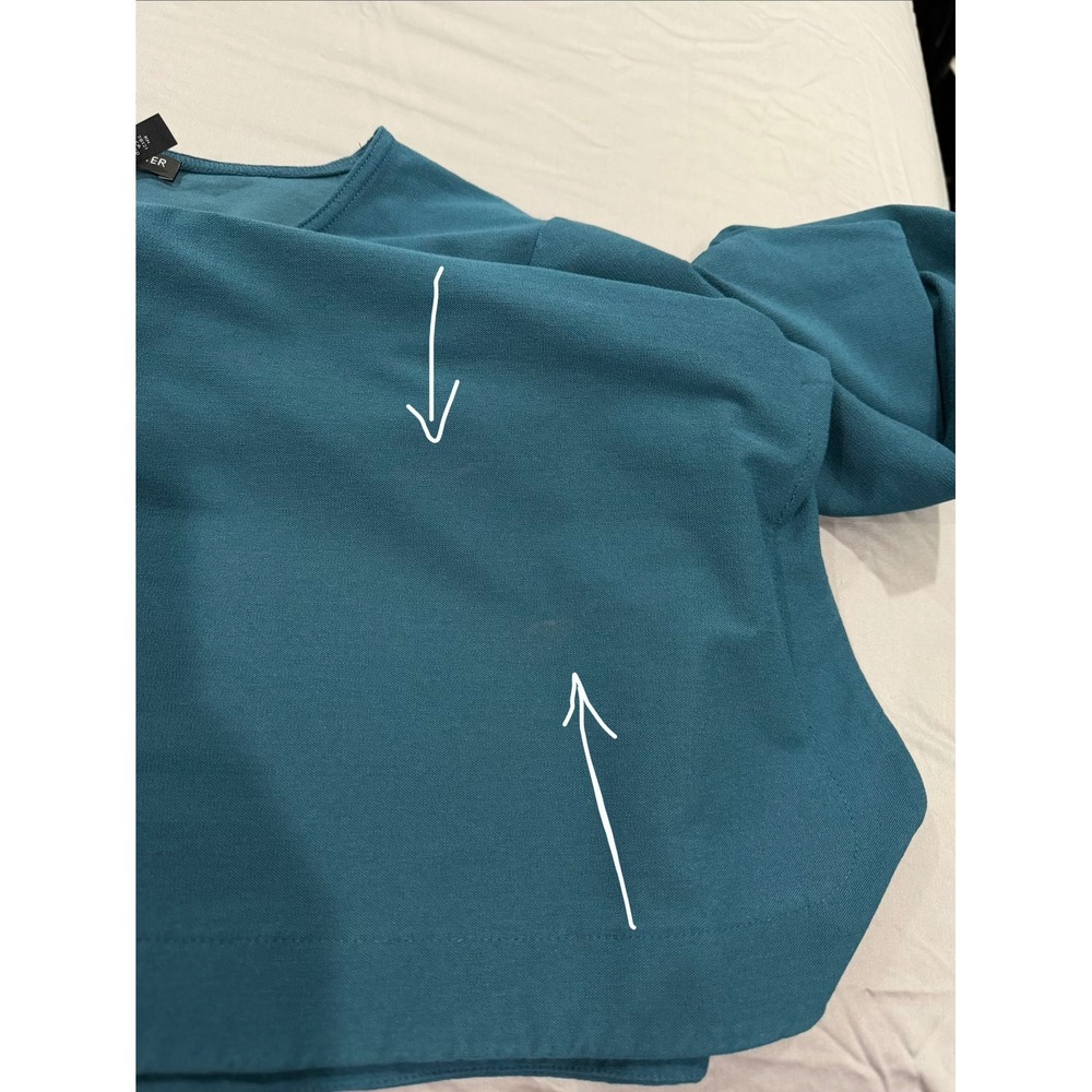 Eileen Fisher Stretch Crepe Tunic Top Teal Blue 1X 3/4 Sleeve Travel Relaxed Fit - Picture 8 of 8